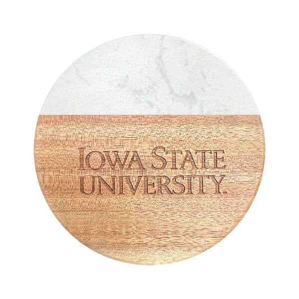 Iowa State University Wood & Marble Coaster (4")